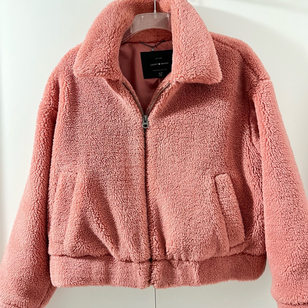 Lucky Brand Faux fur Pink Jacket size XL